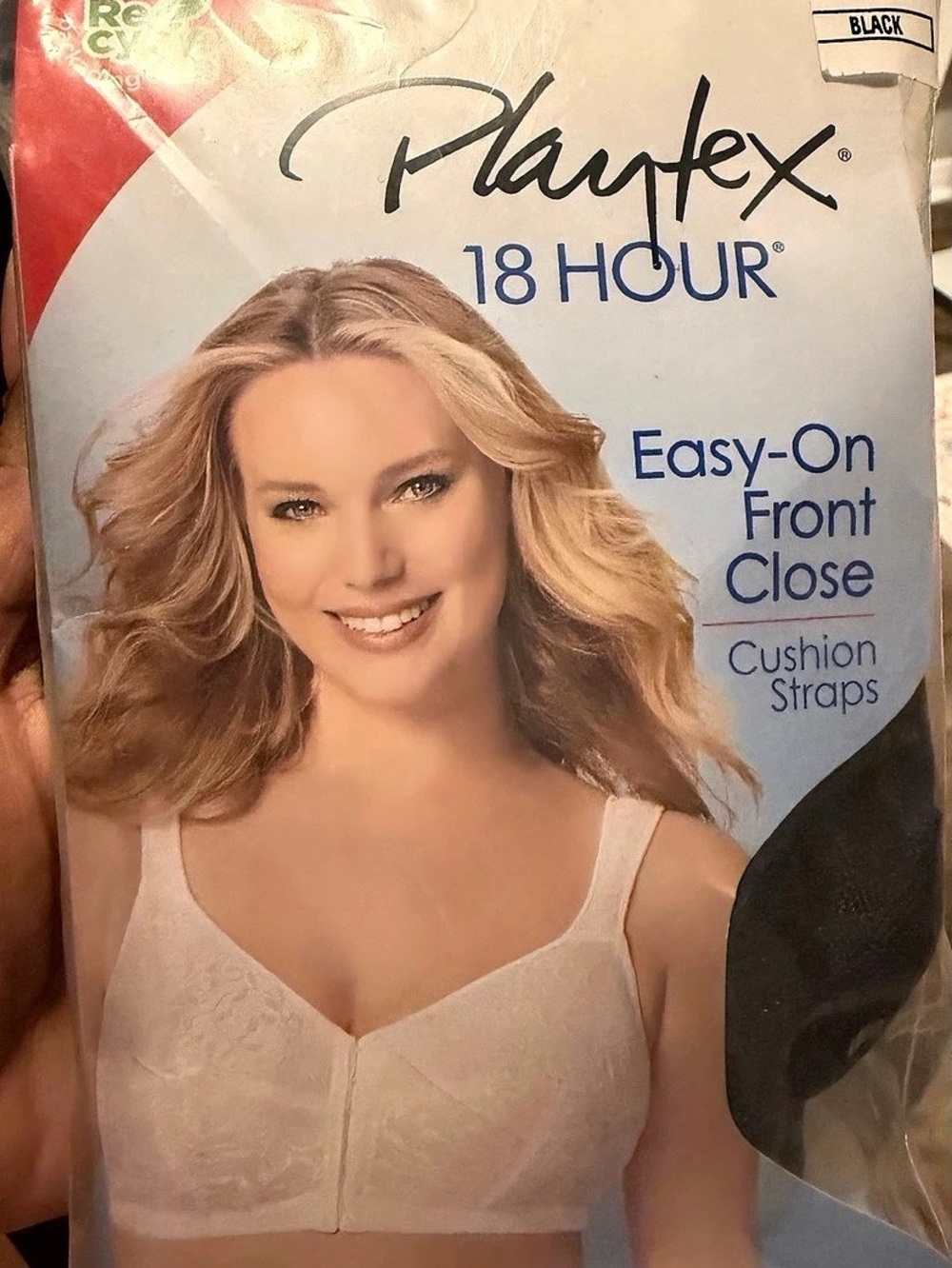 Playtex 18 Hour Easy-On Front Close Wirefree Bra Black 42DDD